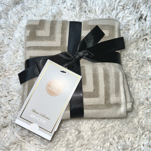 H&M Home 3-Pack Washcloths Organic Cotton Jacquard-Weave Taupe Size 12x12” NWT - Picture 4 of 9